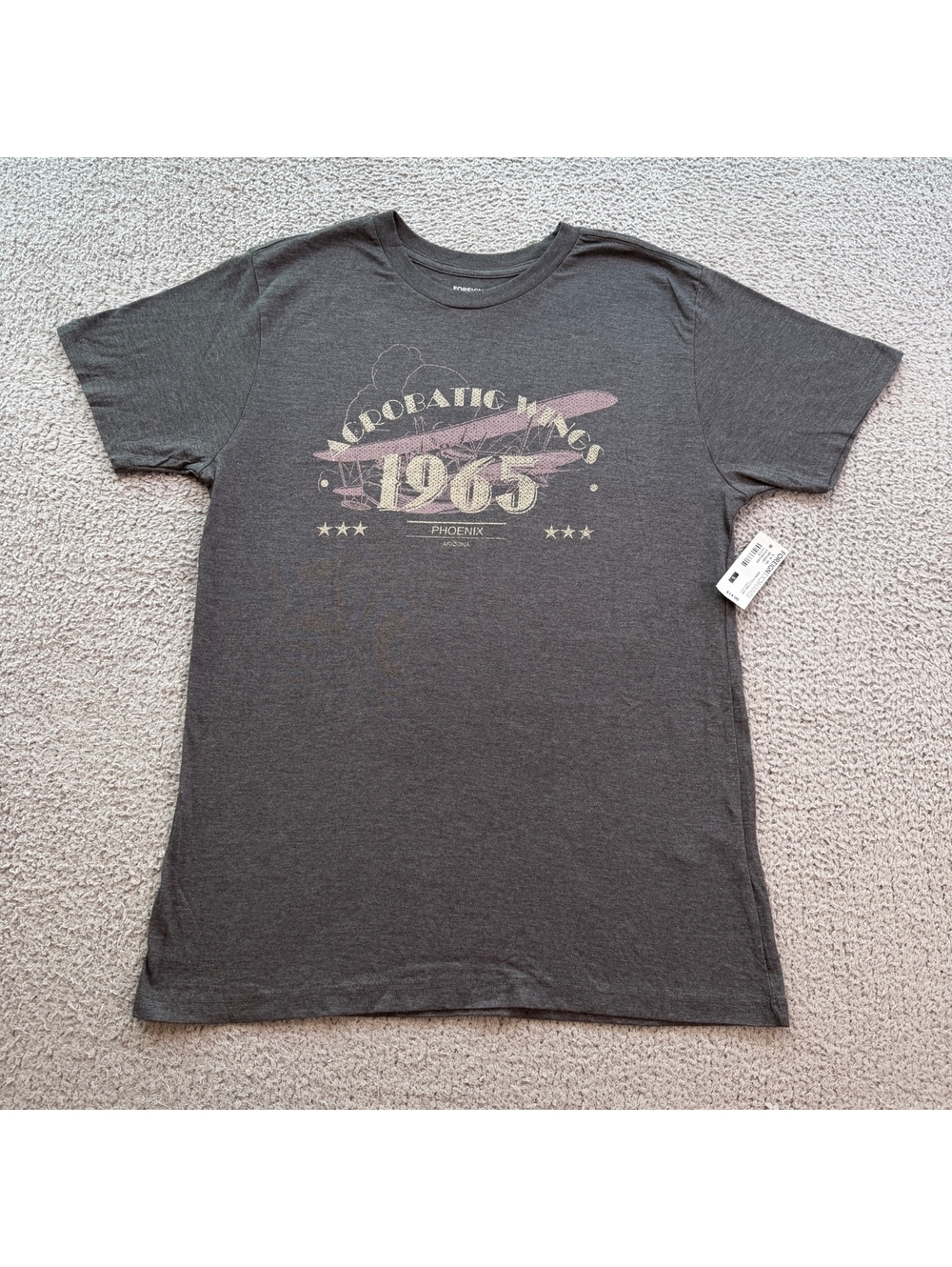 Foreign Exchange Aerobatic Wings 1965 T Shirt Gray NWT Phoenix Arizona Airplane